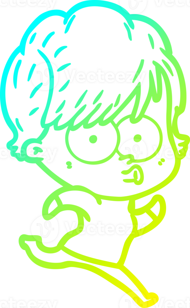 donna del fumetto di disegno a tratteggio a gradiente freddo png