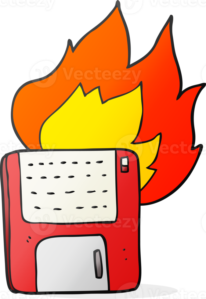 cartoon old computer disk burning png