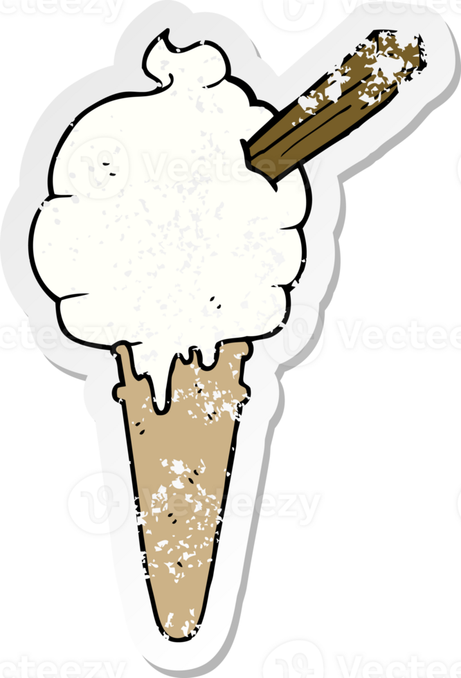 distressed sticker of a cartoon ice cream png