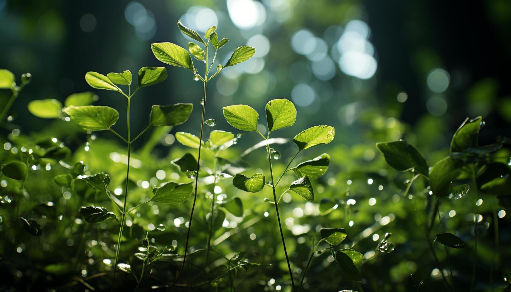 AI generated Fresh green leaves on tree branch, vibrant summer generated by AI photo