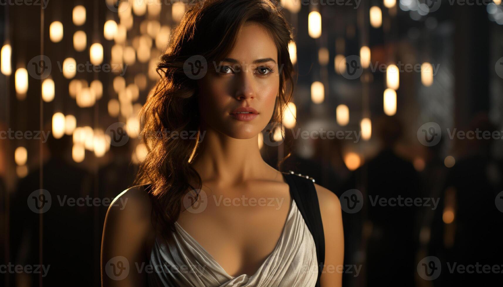 AI generated Young woman in nightlife, looking at camera confidently generated by AI photo