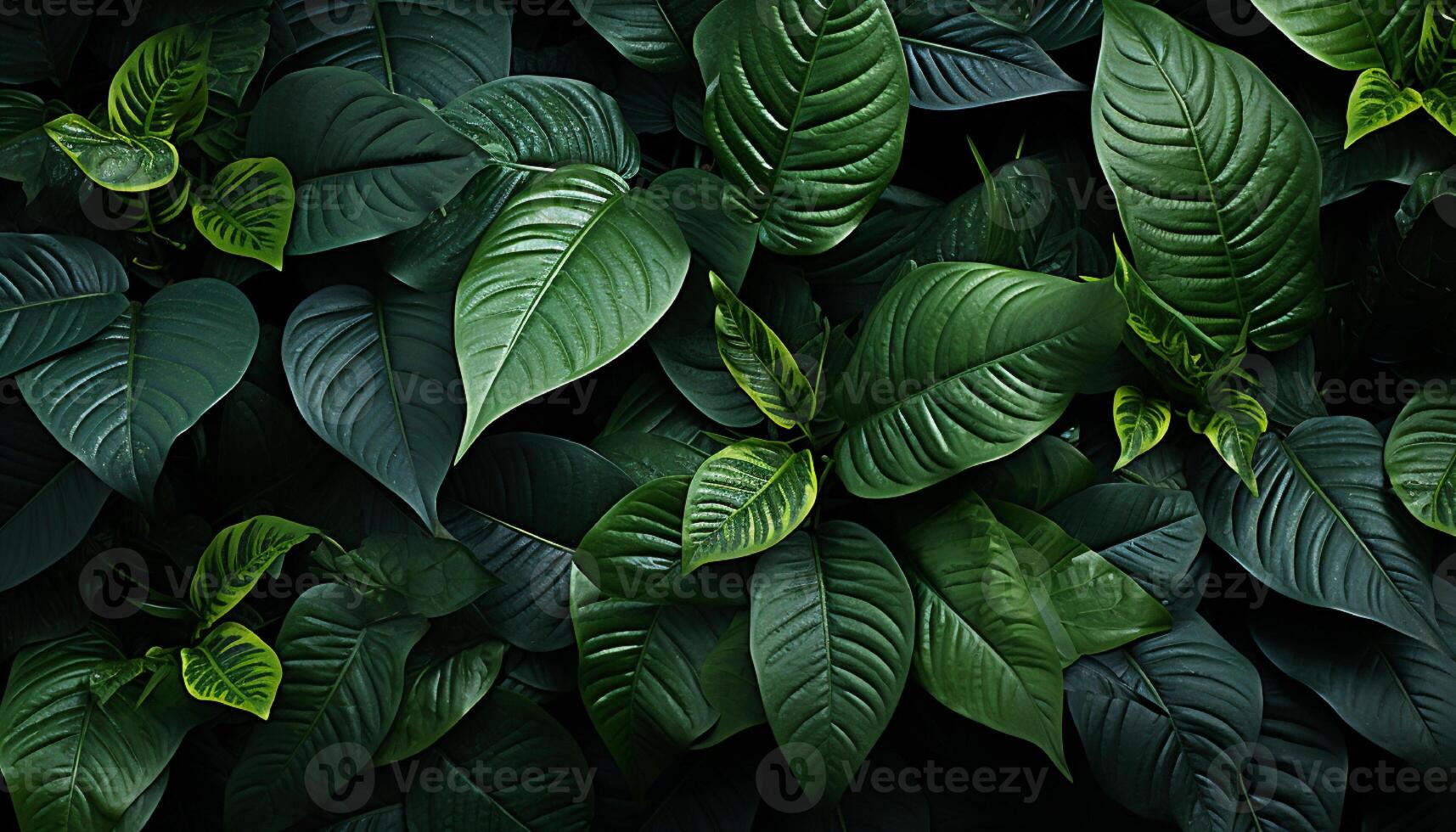 AI generated Fresh green leaves create a vibrant nature pattern generated by AI photo