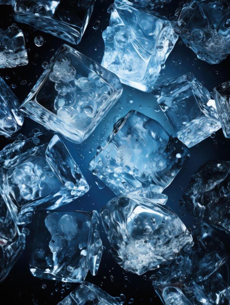AI generated icecubes background,icecubes texture,icecubes wallpaper,ice helps to feel refreshed and cool water from the icecubes helps the water refresh your life and feel good.ice drinks photo