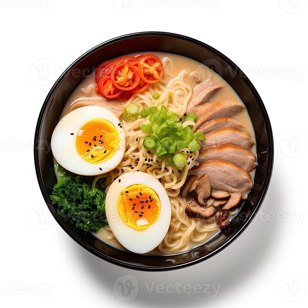 AI generated Ramen soup closeup photo