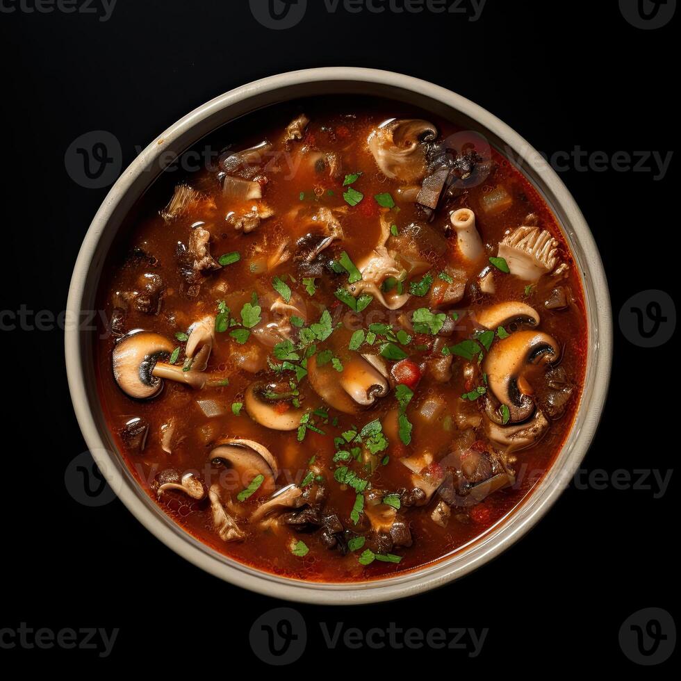 AI generated Turtle soup closeup isolated on white background photo