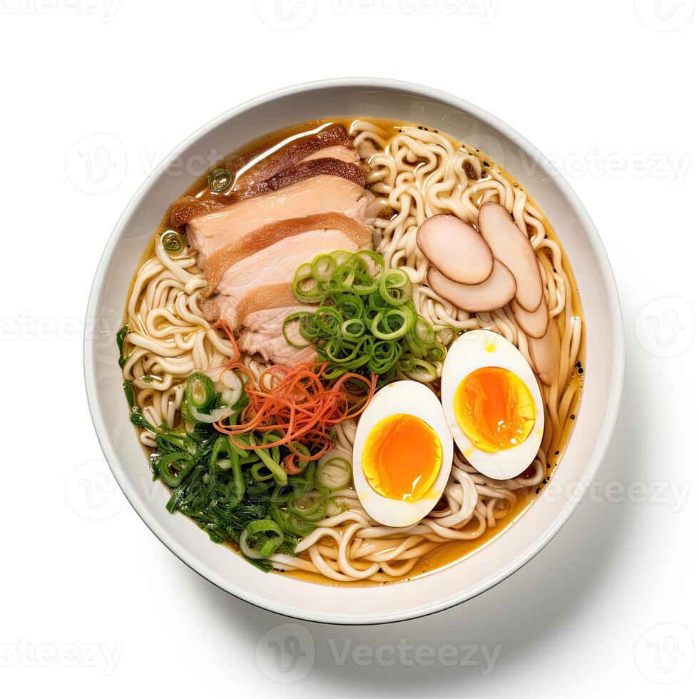 AI generated Ramen soup closeup photo