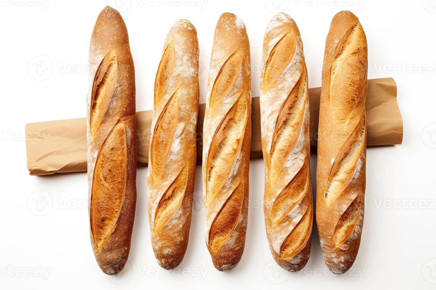 AI generated French bread close up photo