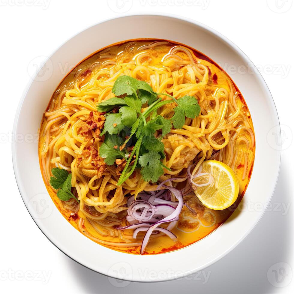 AI generated Khao soi soup closeup photo