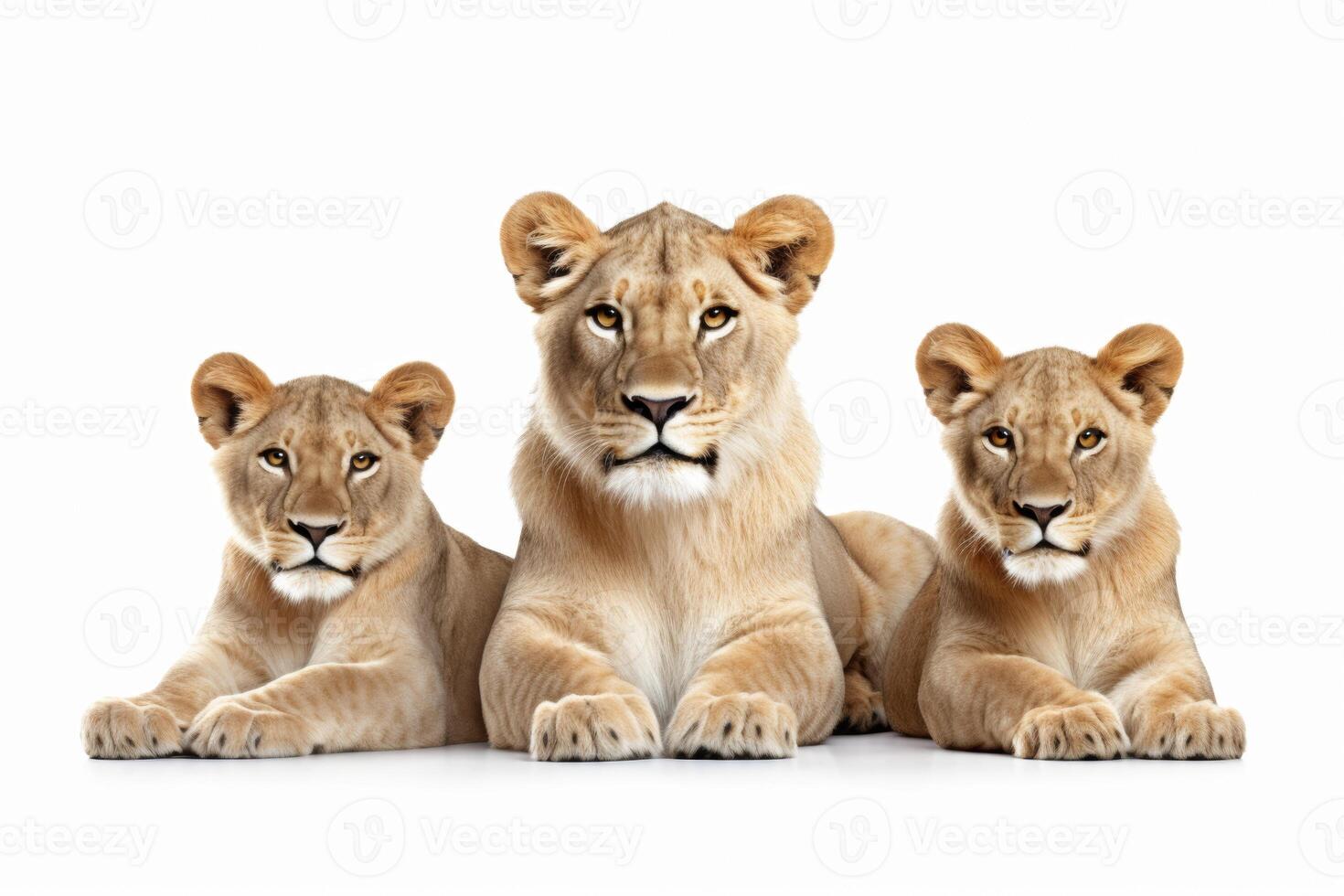 AI generated lioness isolated on white background photo
