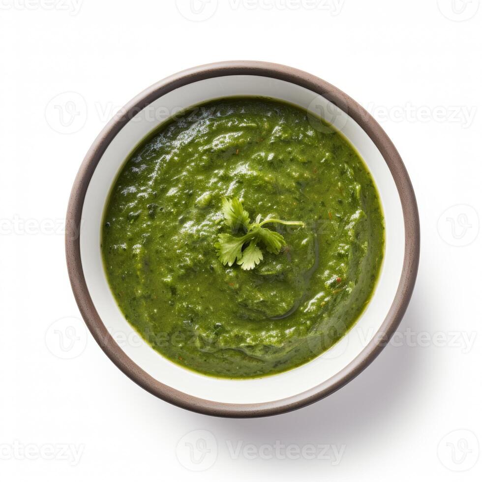 AI generated Palak soup closeup photo