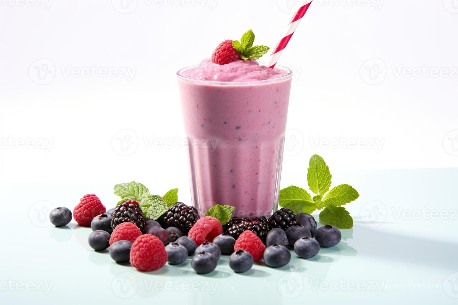 AI generated berry milkshake close up photo