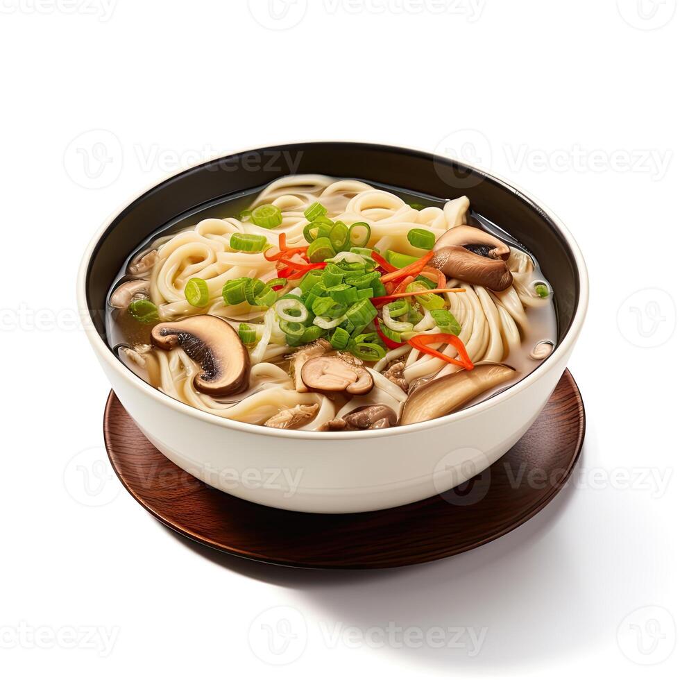 AI generated Noodle soup closeup photo