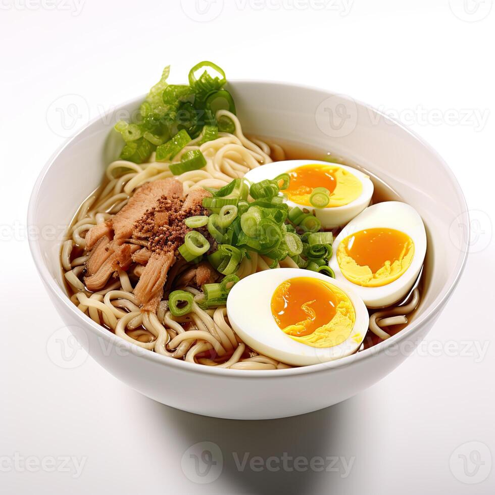 ai generado ramen sopa de cerca foto