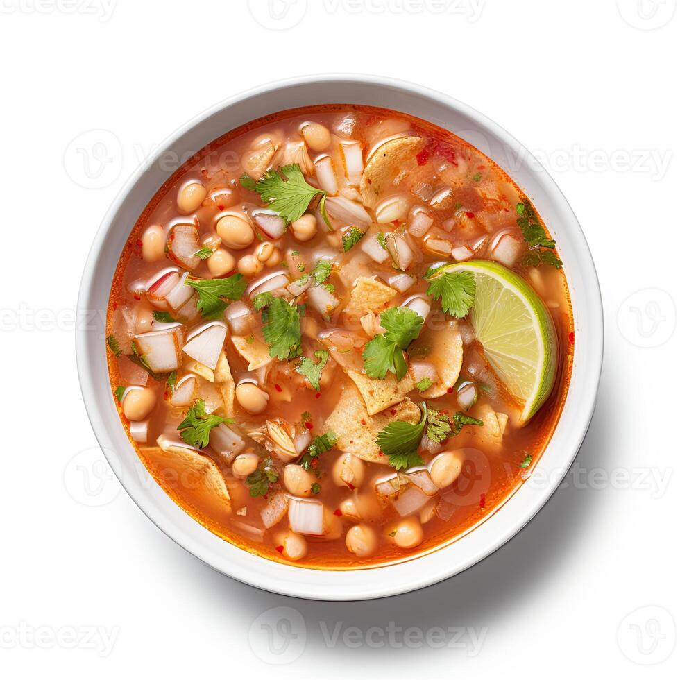 AI generated Posole soup closeup photo