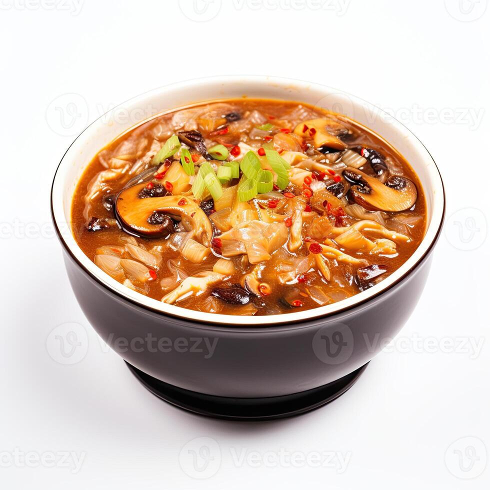 AI generated Hot and sour soup closeup photo