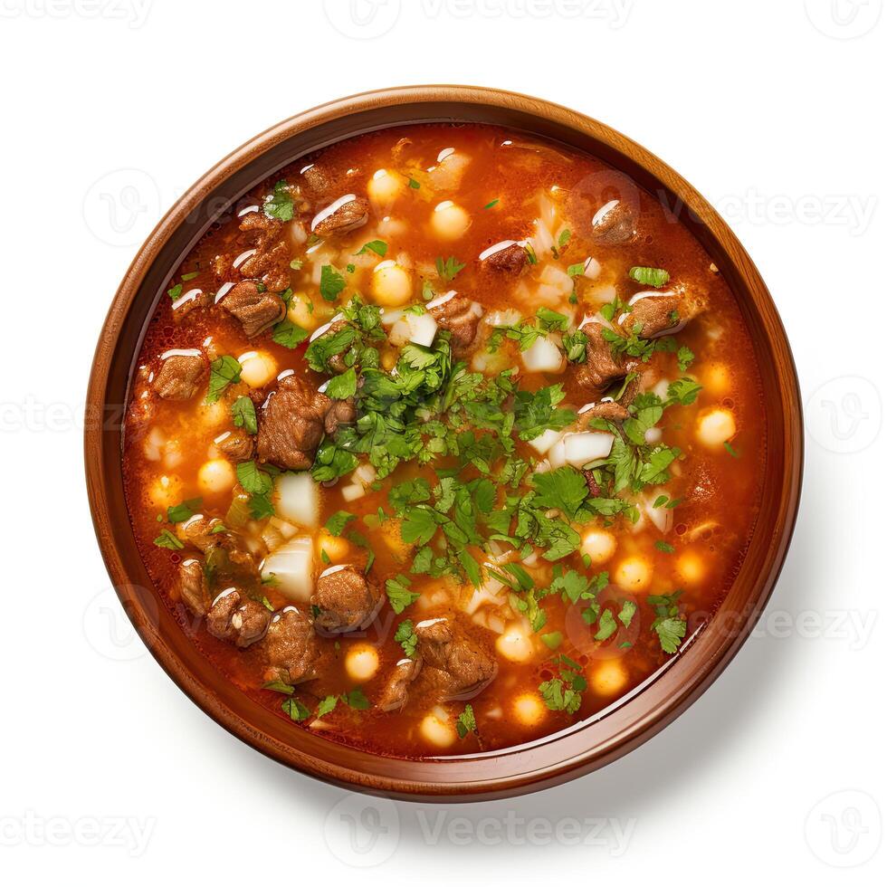 AI generated Posole soup closeup photo