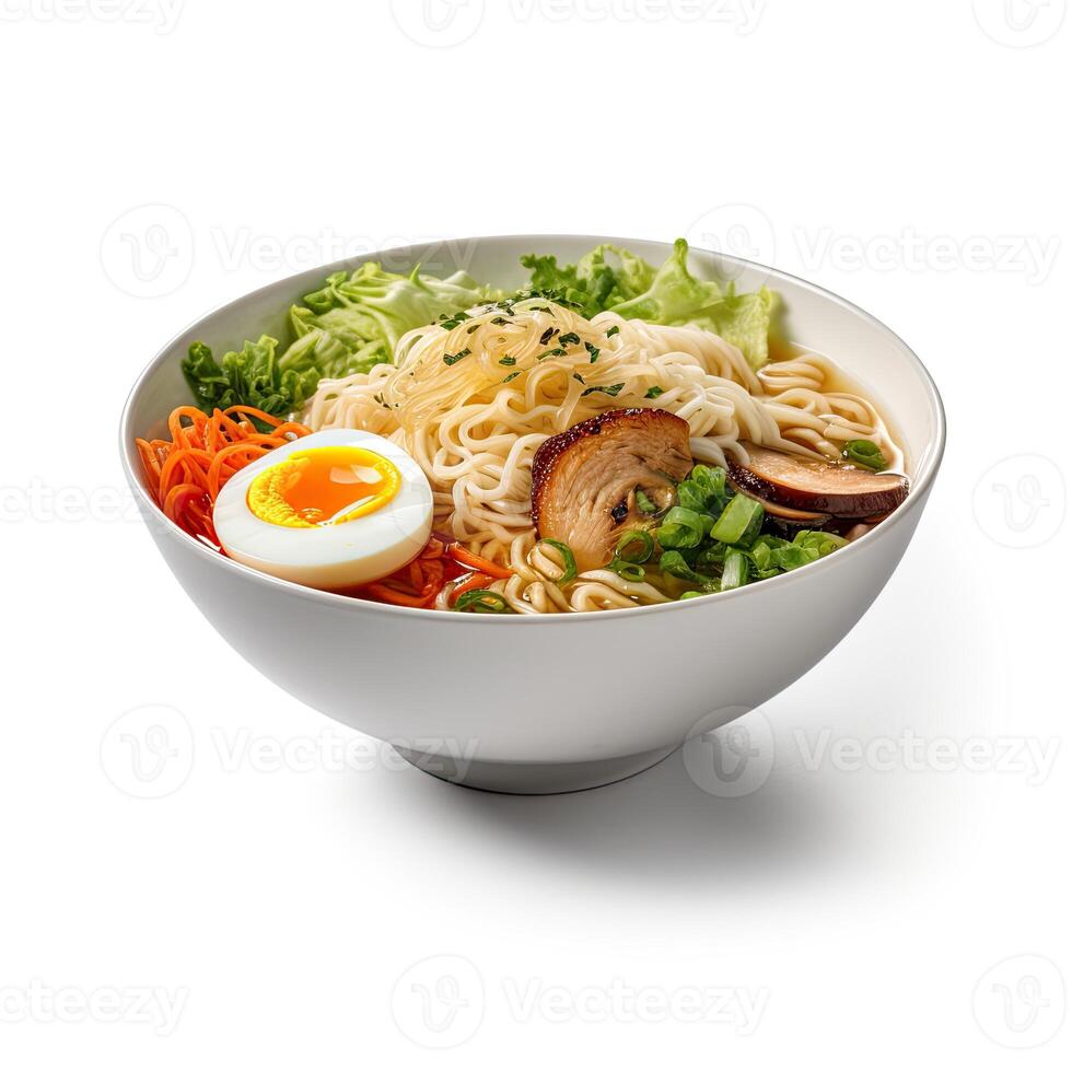 AI generated Ramen soup closeup photo