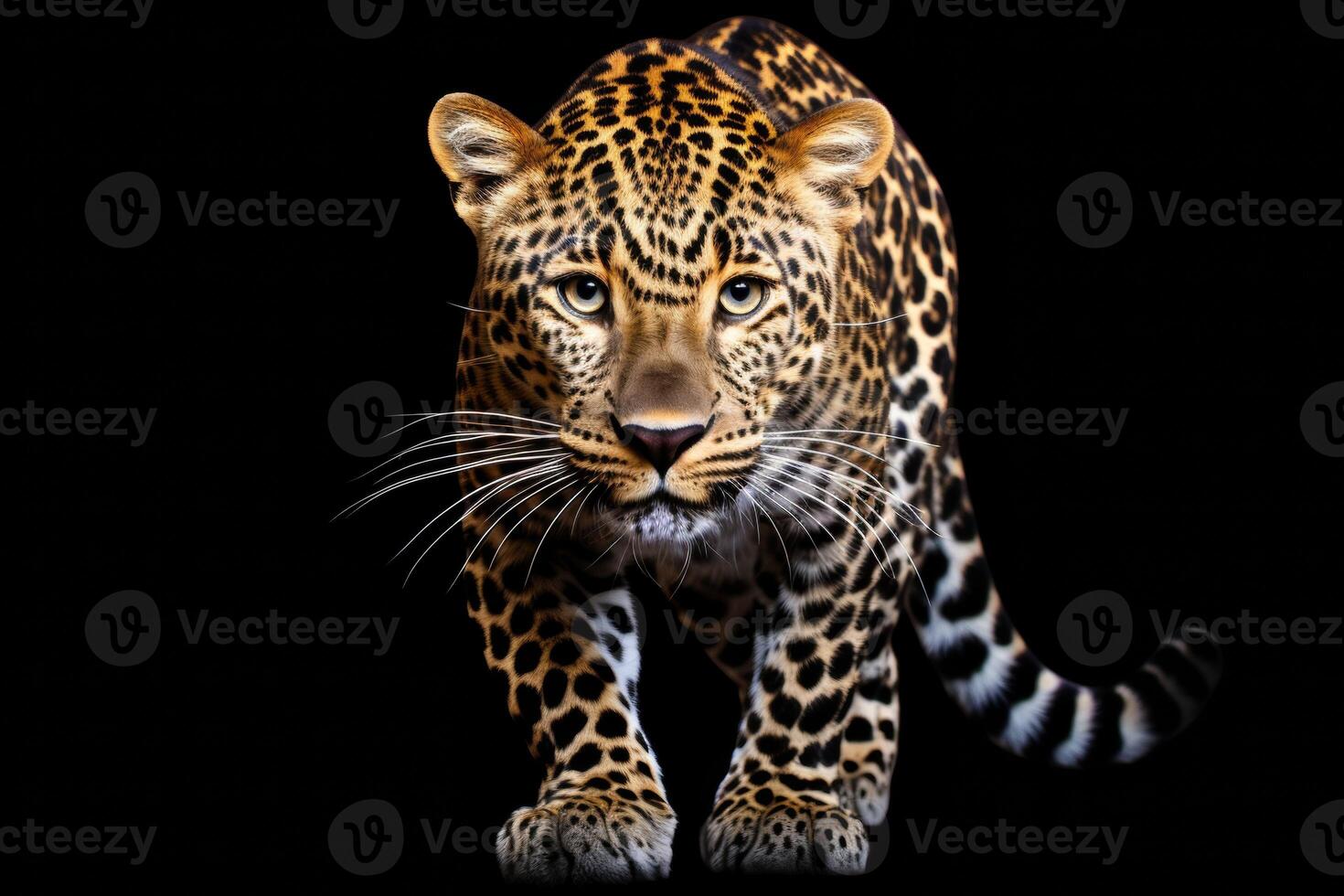 AI generated leopard isolated on plain background photo