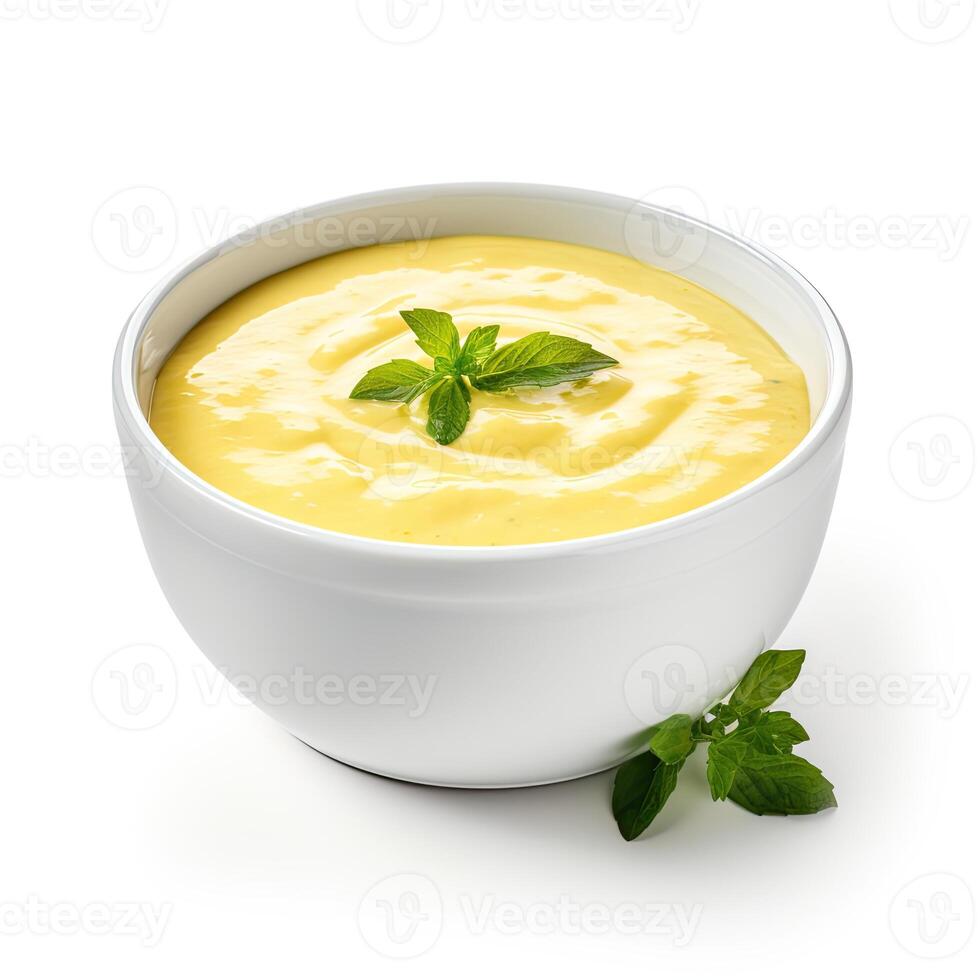 AI generated Corn soup closeup photo