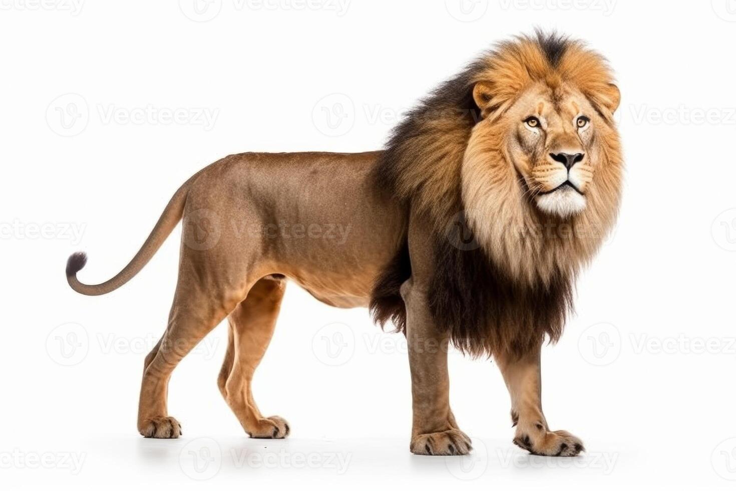 AI generated Lion isolated on a plain background photo