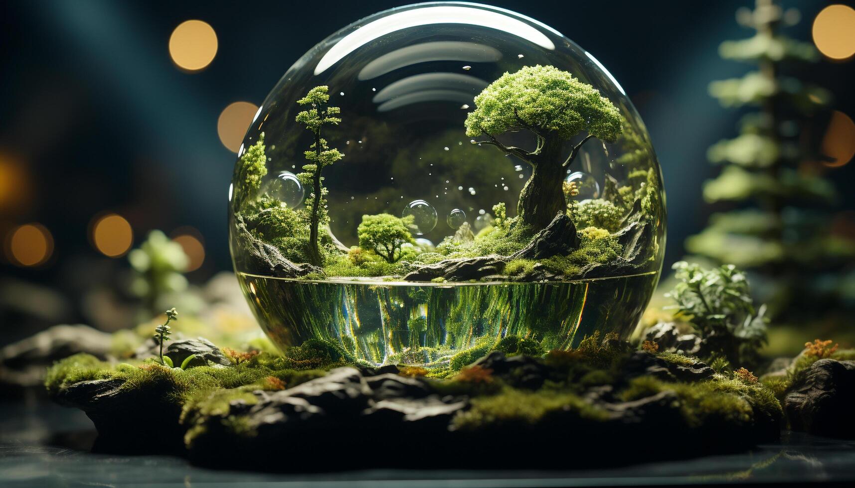 AI generated A wet leaf reflects the beauty of nature underwater generated by AI photo