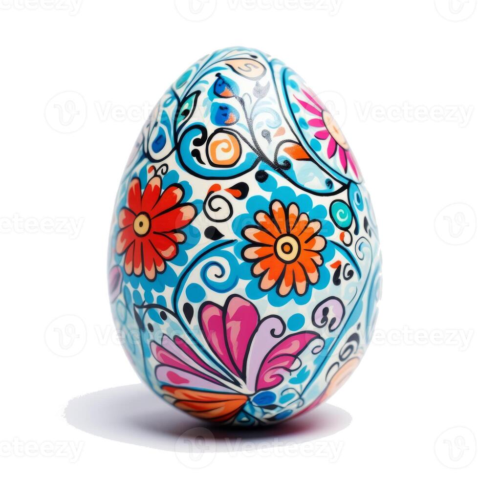 AI generated Handmade decorated colorful Easter egg on transparent background photo