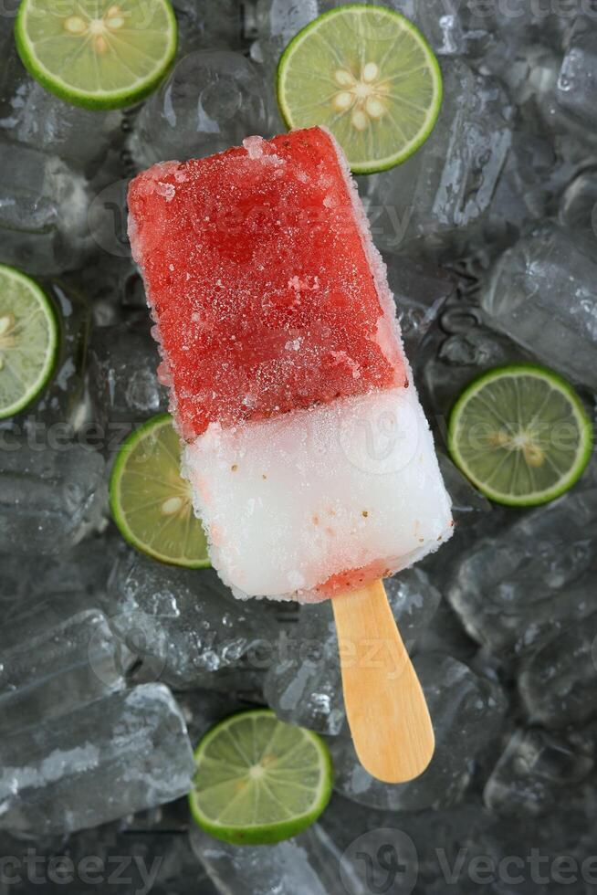 Red and White Popsicle, Strawberry Lime Popsicle photo