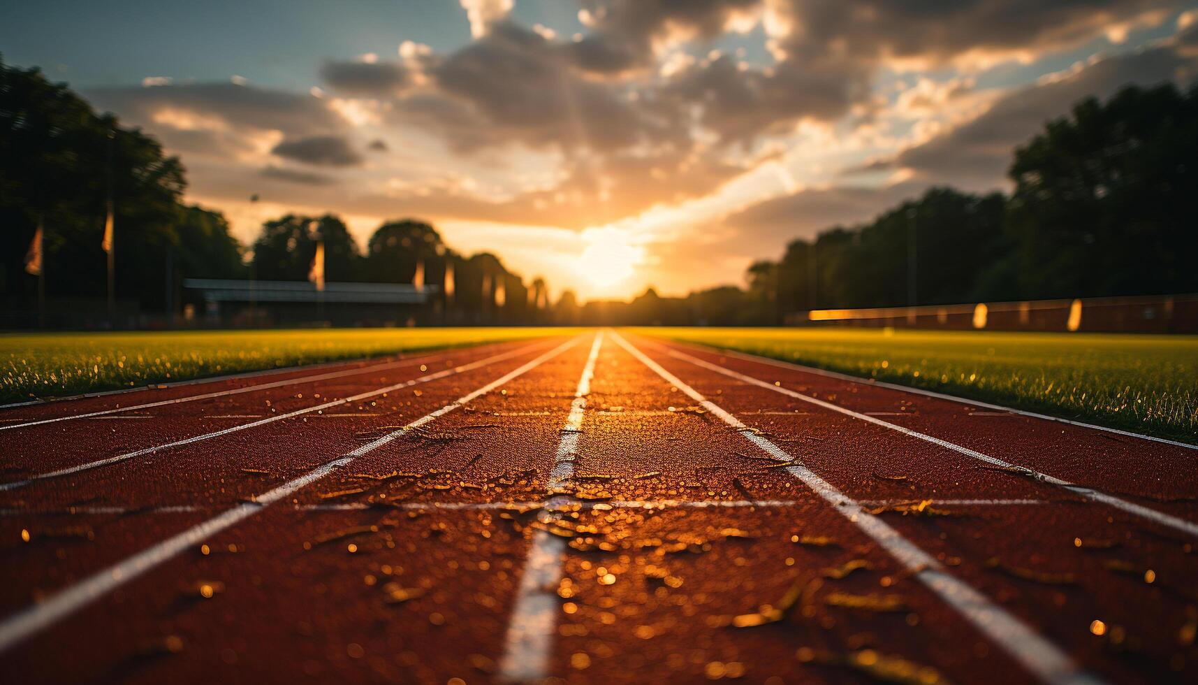 ai generado al aire libre, césped, naturaleza, asfalto, deporte, atardecer, verano, luz de sol, tierra, oscuridad generado por ai foto