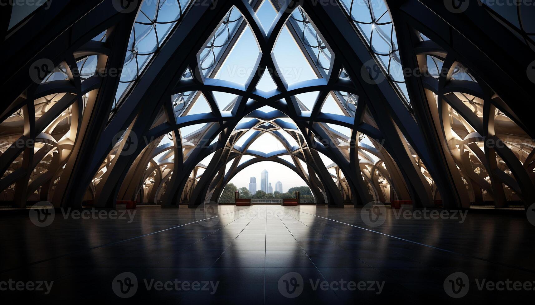 AI generated Famous cathedral reflects history and spirituality through its modern architecture generated by AI photo