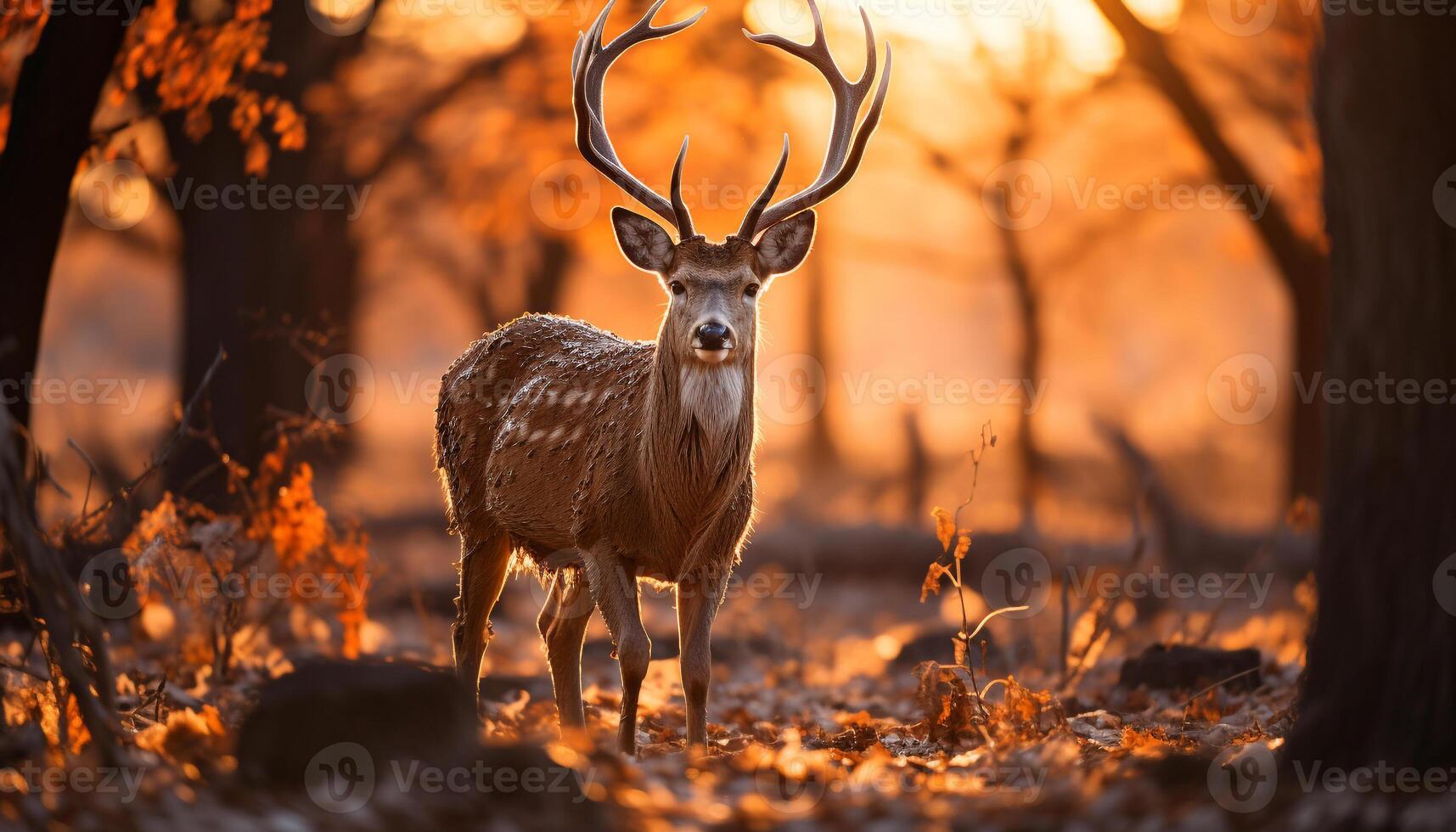 AI generated A cute deer grazes in the meadow, surrounded by nature generated by AI photo