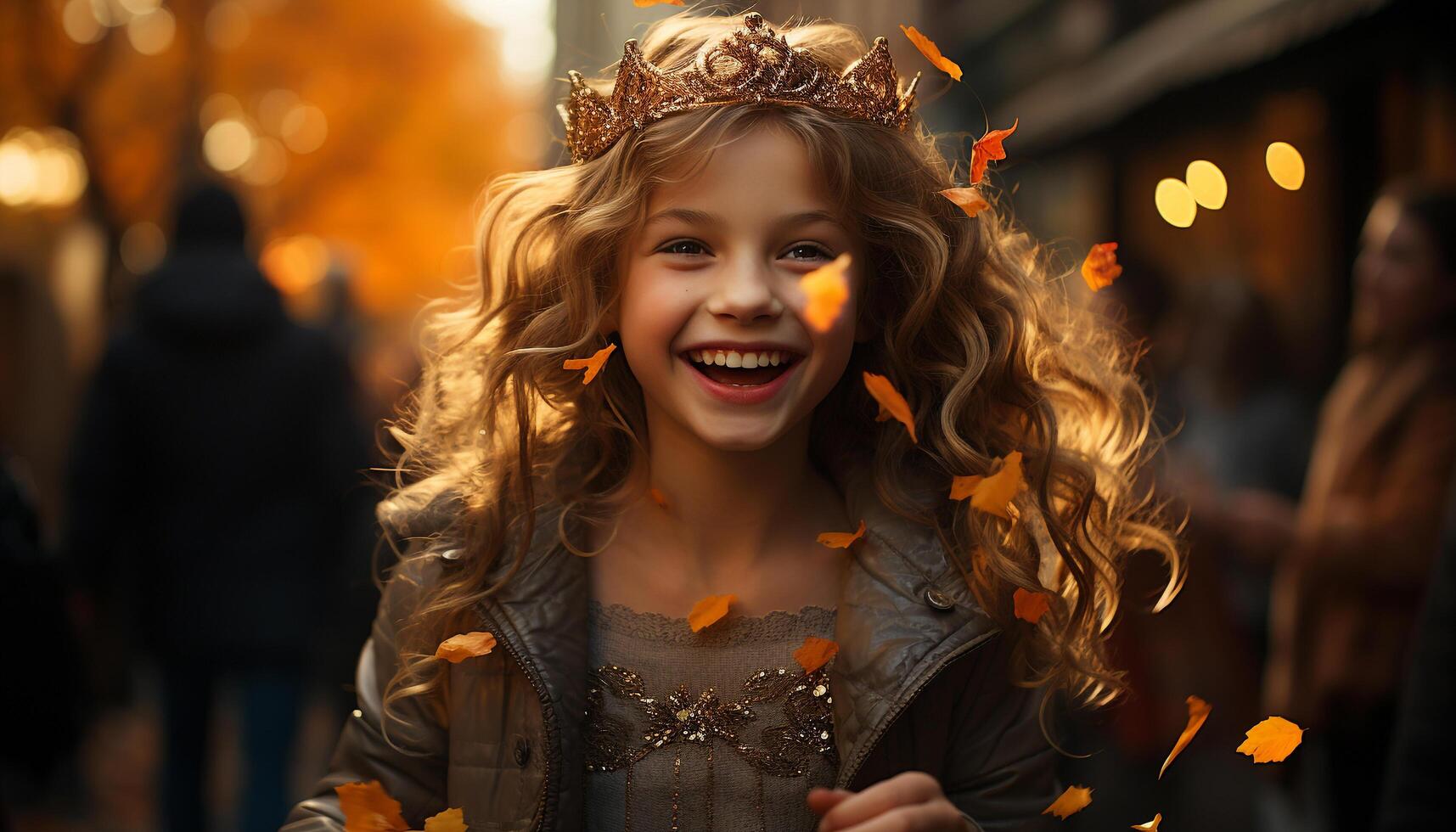 ai generado sonriente niña disfruta Navidad fiesta con familia generado por ai foto