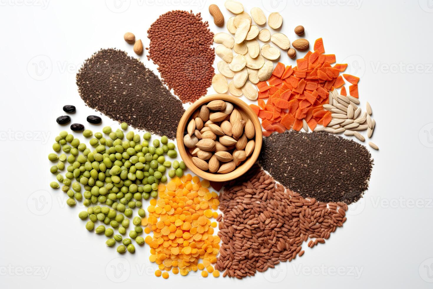 AI generated seeds and fiber food mix close up photo