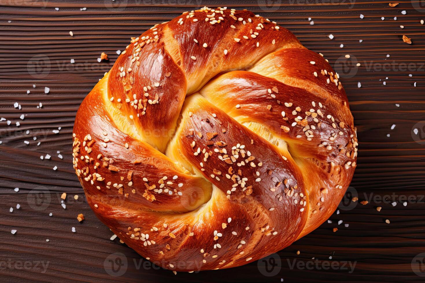 AI generated pretzel bread closeup photo