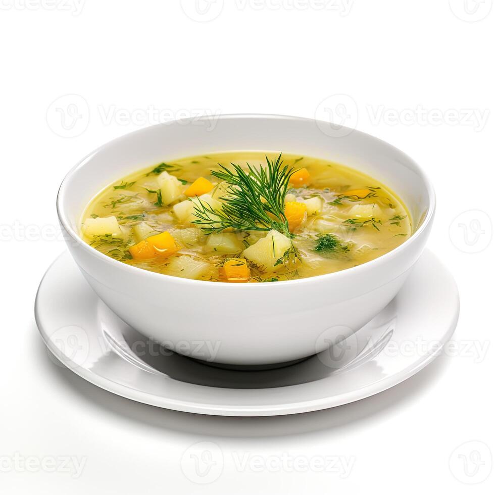 AI generated vegetables soup closeup photo