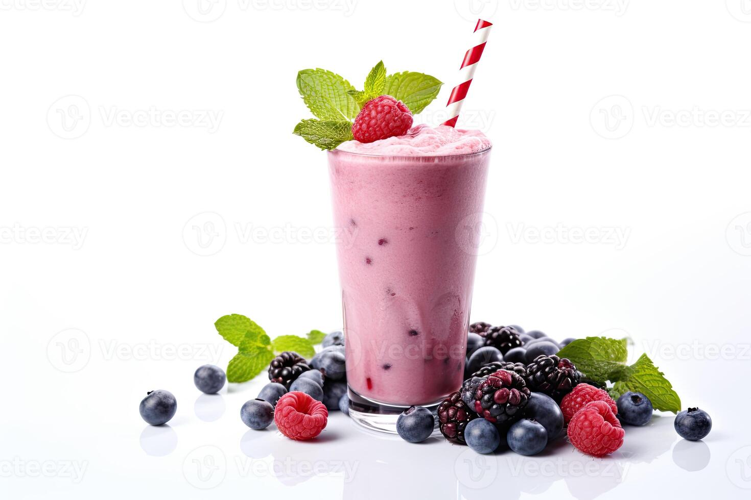 AI generated berry milkshake close up photo