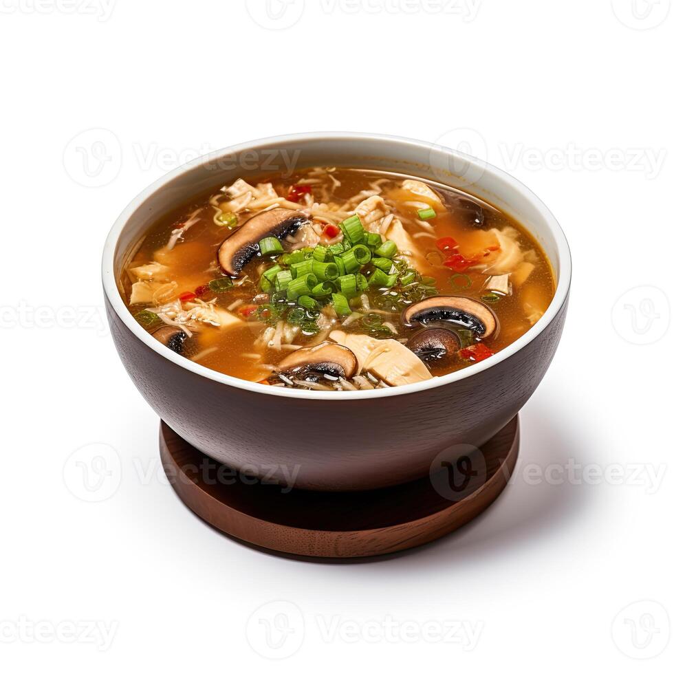 AI generated Hot and sour soup closeup photo