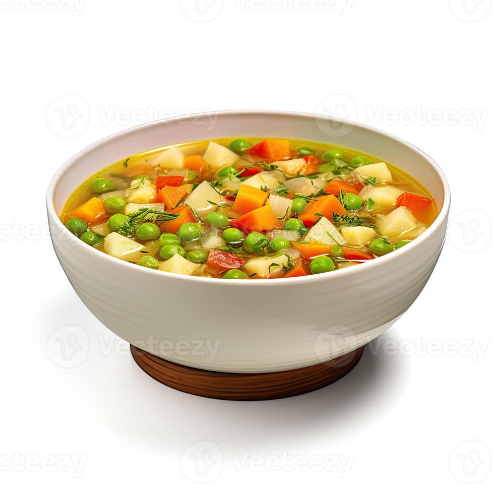 AI generated vegetables soup closeup photo