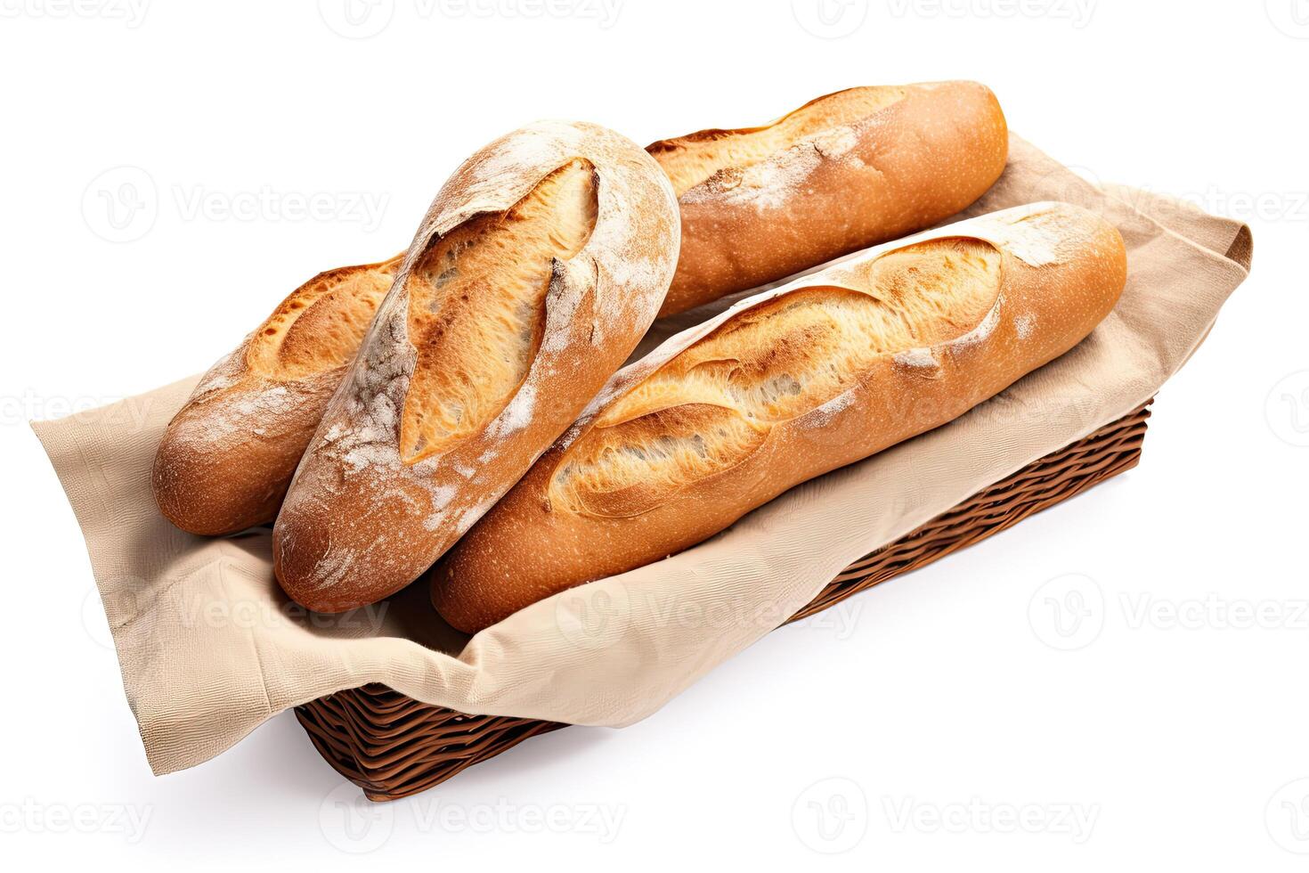 AI generated French bread close up photo