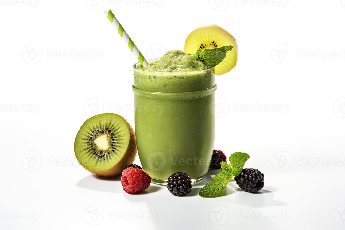 AI generated Kiwi green smoothie photo