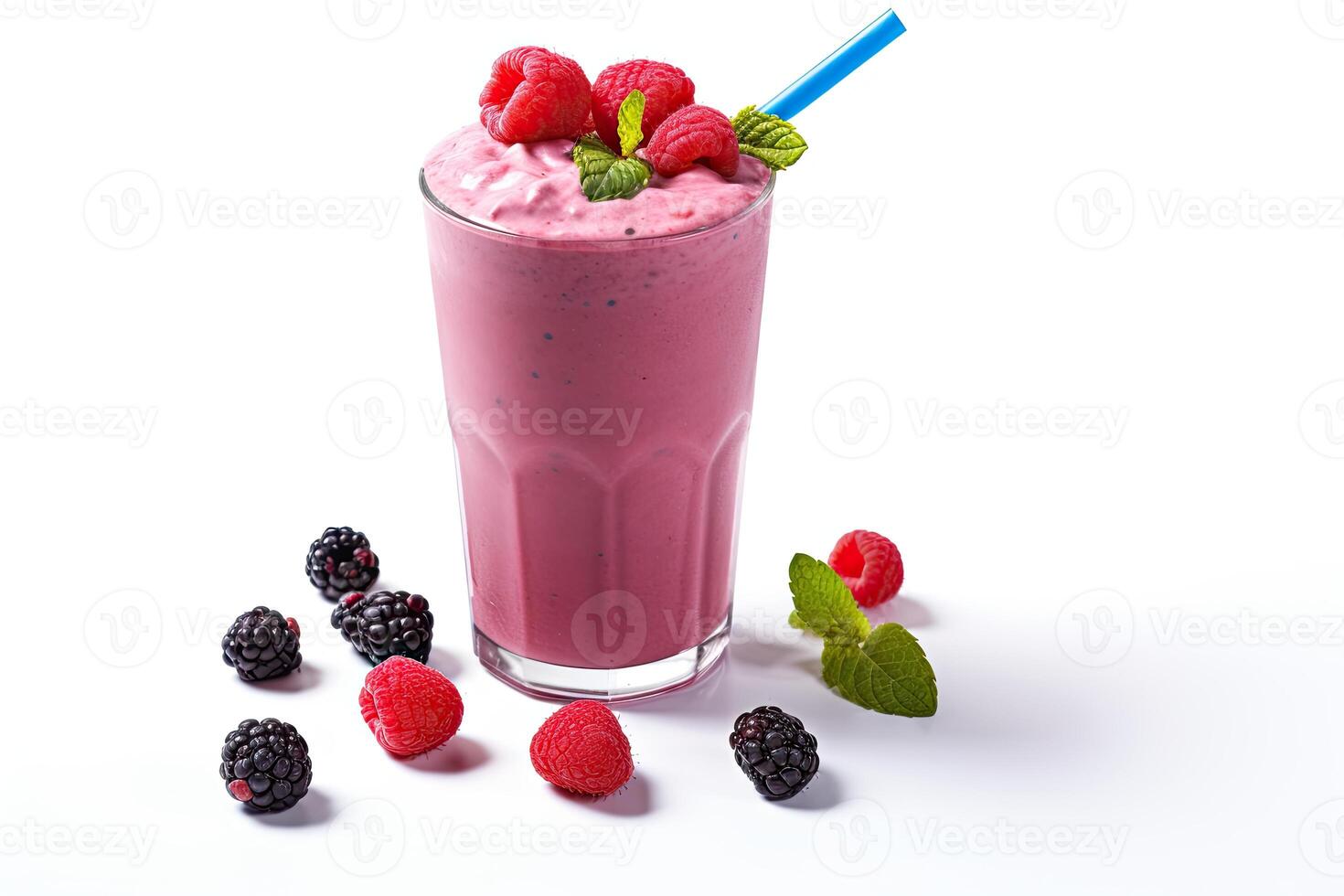 AI generated berry milkshake close up photo