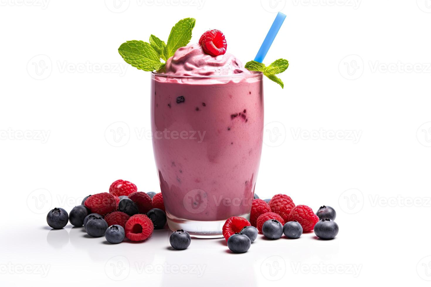 AI generated berry milkshake close up photo
