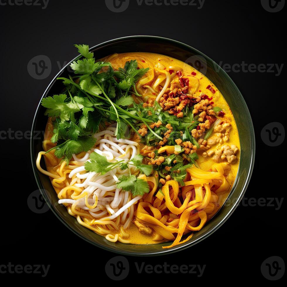 AI generated Khao soi soup closeup photo