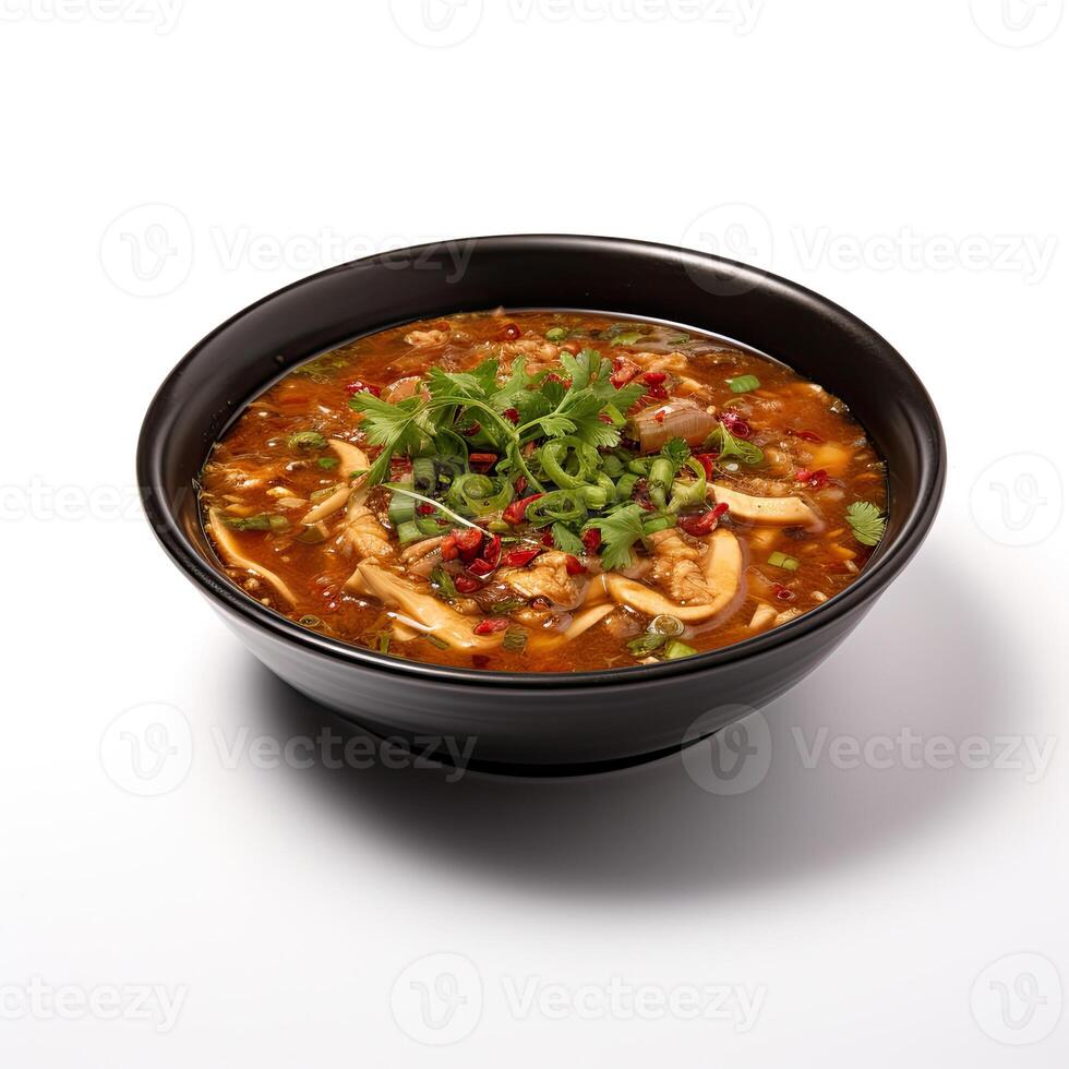 AI generated Hot and sour soup closeup photo