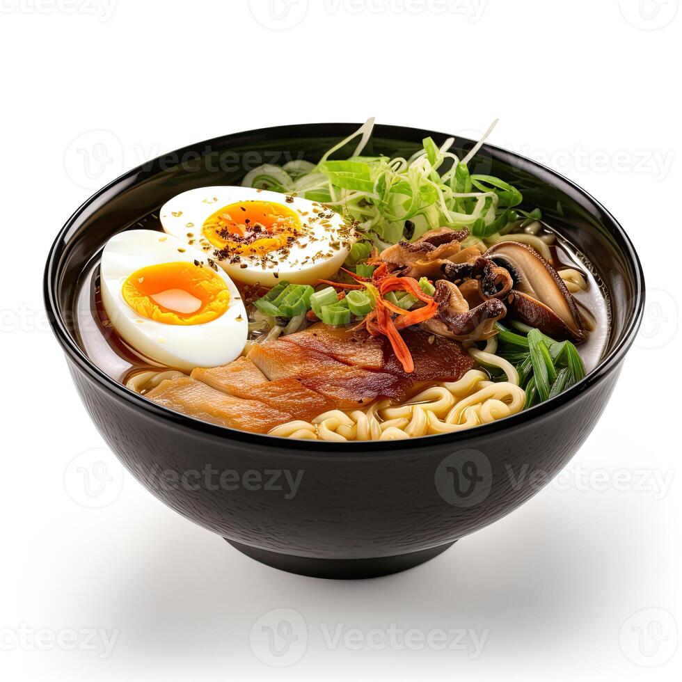 AI generated Ramen soup closeup photo