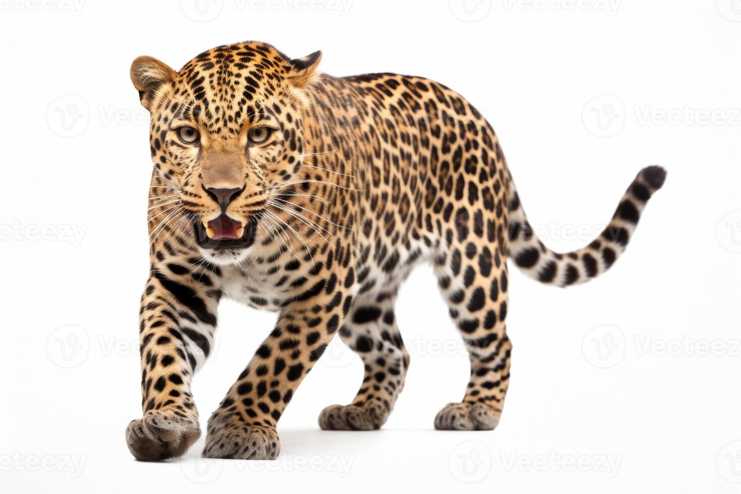 AI generated leopard isolated on plain background photo