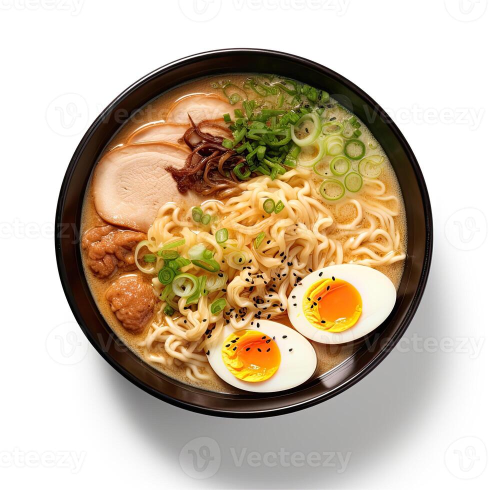 AI generated Ramen soup closeup photo