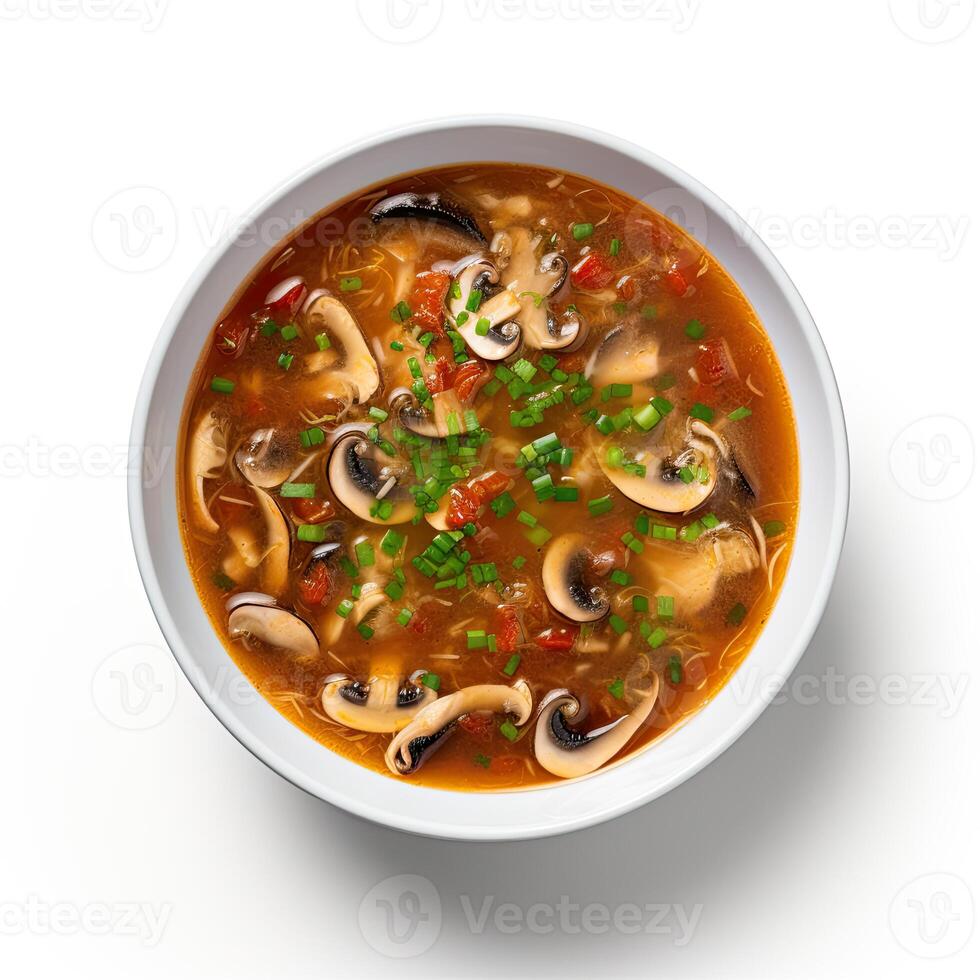 AI generated Hot and sour soup closeup photo