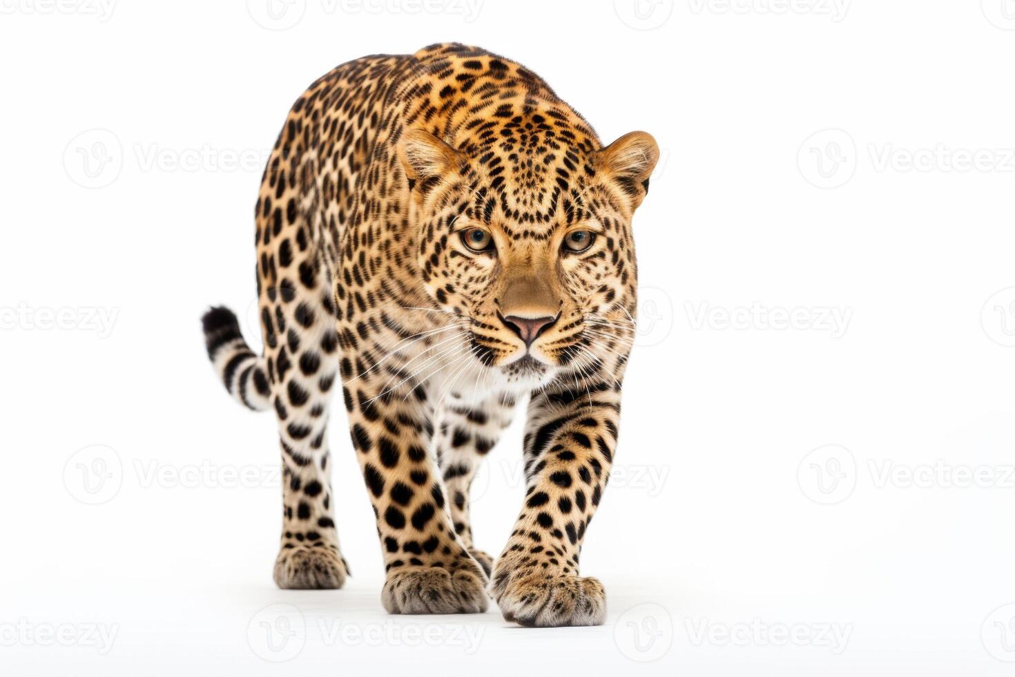 AI generated leopard isolated on plain background photo