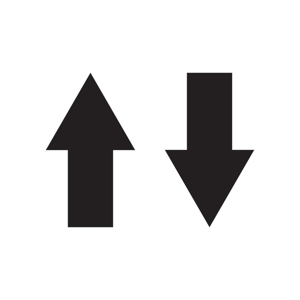Up and Down Bookmark Arrow Icons, Symbols of moving up and down, downloading icon, isolated on white background. vector