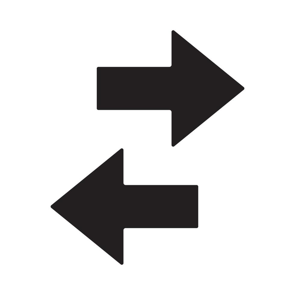 left right arrows icon, two way black direction symbol vector